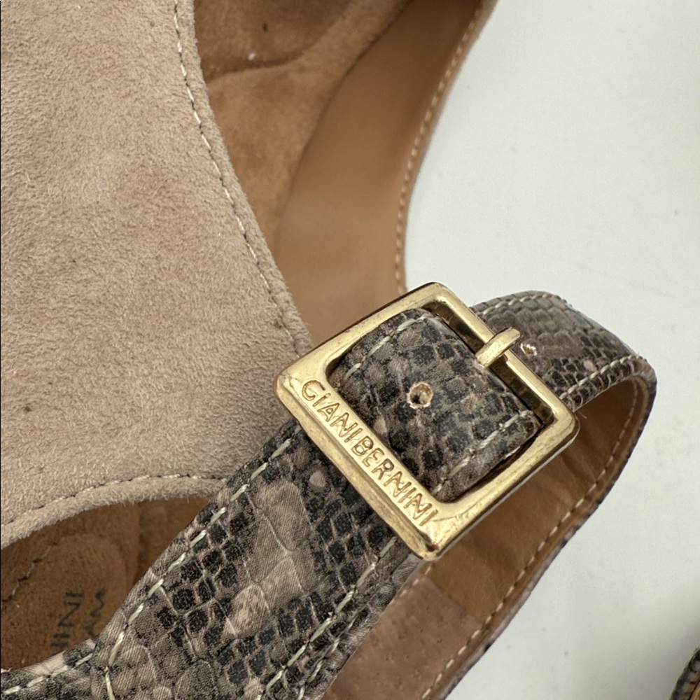 Giani Bernini  Taupe Suede animal print Women 7M Heels Mary Jane office Y2K goth - Picture 9 of 15